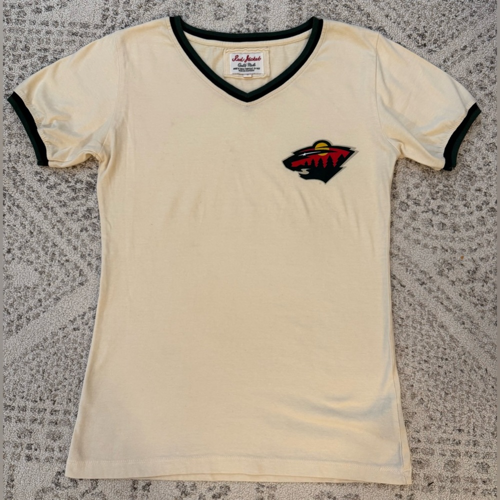 MN Wild Red Jacket Brand Ladies Tee